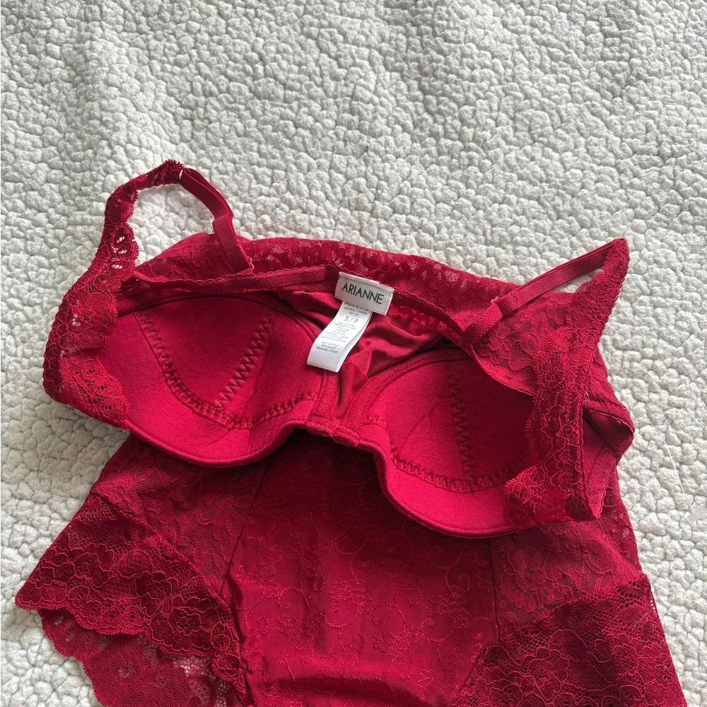 Ariane Deep Red Lace Bustier Bodysuit ❤️ - Picture 5 of 8